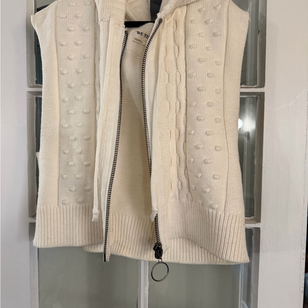 Free People White/Cream Hooded Sweater Vest